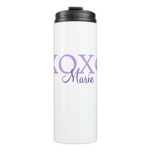Xoxo valentin Tag hinzufügen Name lila Pastel mini Thermosbecher