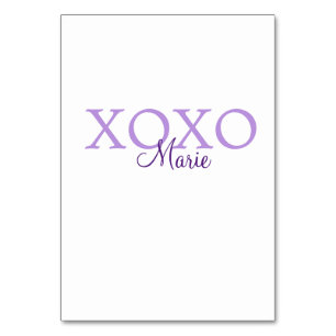 Xoxo valentin Tag hinzufügen Name lila Pastel mini Tischnummer