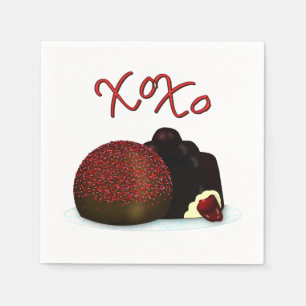 XOXO Valentinbonbon und dunkle Schokolade Serviette
