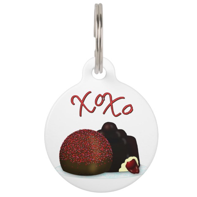 XOXO Valentine Bonbon and Dark Chocolate Haustiermarke (Vorderseite)