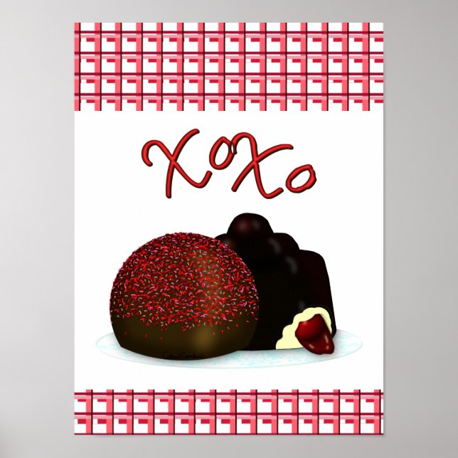 XOXO Valentine Bonbon and Dark Chocolate Poster (Vorne)
