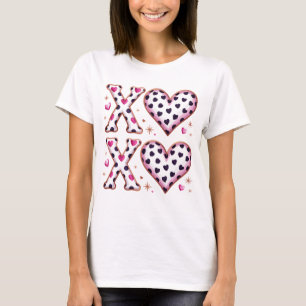 XOXO Valentine Hearts Leopard Rosa Preppy-Muster T-Shirt