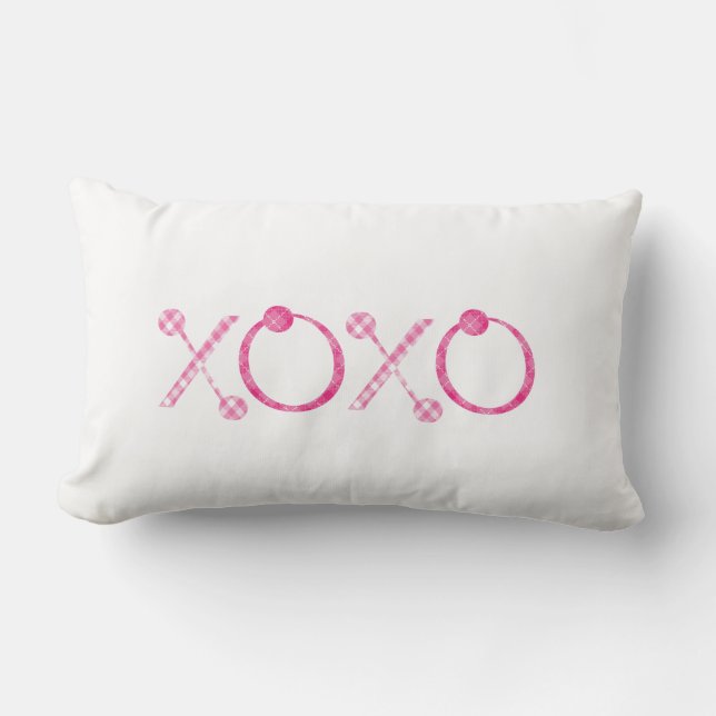 Xoxo Valentine Kariert Lumbar Kissen (Vorderseite)