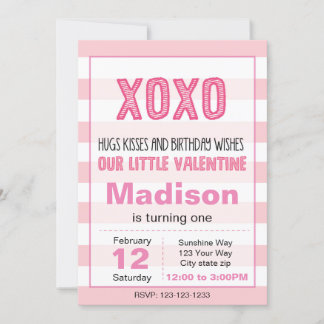 XOXO Valentine zum Geburtstag Einladung (pink)