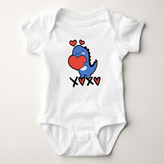 XOXO Valentine's Day 2026 Cute Dino Baby Strampler (Vorderseite)