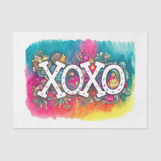 XOXO Valentine's Day Bright Neon Gefärbte Krawatte Seidenpapier (Vorderseite)