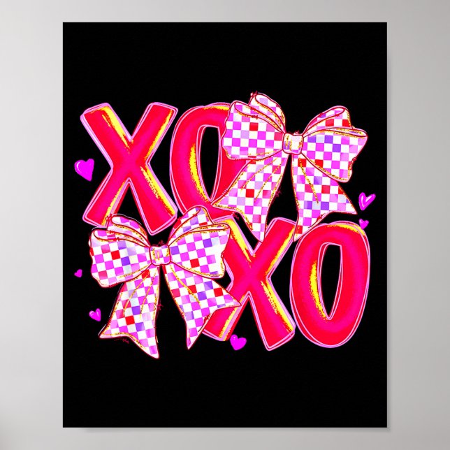 Xoxo Valentines Day Love Funny Coquette Bow Checke Poster (Vorne)