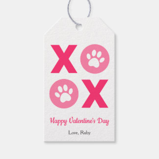 XOXO Valentine's Day Paw Print Pattern Gift Tags Geschenkanhänger