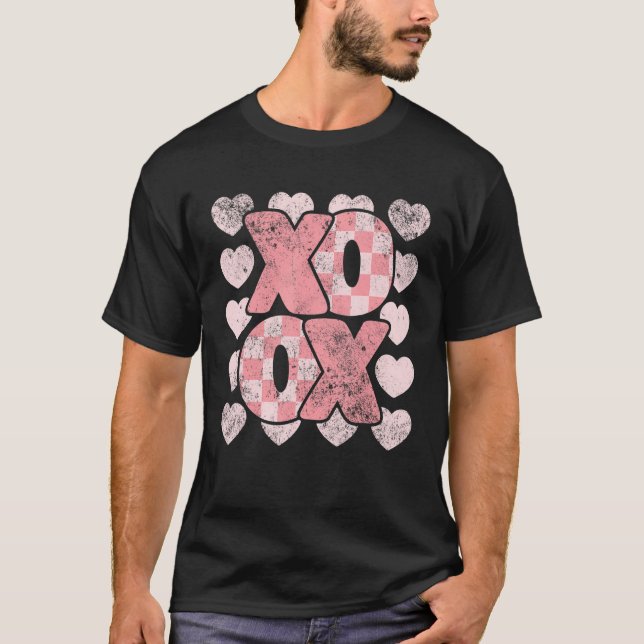 XOXO Valentine's Day Retro Groovy Love Valentine H T-Shirt (Vorderseite)