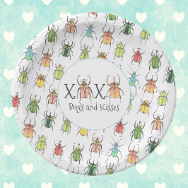 XOXO Valentine's Pink Bugs and Kisses Lovebugs Pappteller