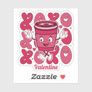 XOXO Valentins Kaffee-Tasse Süße Retro-Mascotte Aufkleber