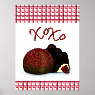 XOXO Valentinsbonbon und dunkle Schokolade Poster