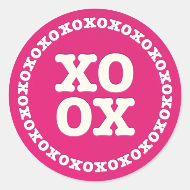 XOXO Valentinstag Aufkleber | Pink (Vorderseite)