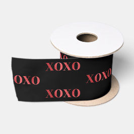 XOXO Valentinstag Chic Schwarz Rot Glitter Satinband