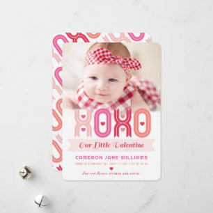 XOXO Valentinstag Foto Geburtstagskündigung Feiertagskarte