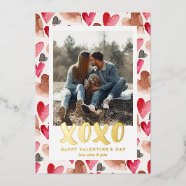 XOXO Valentinstag Foto-Urlaubskarte Folien Feiertagskarte