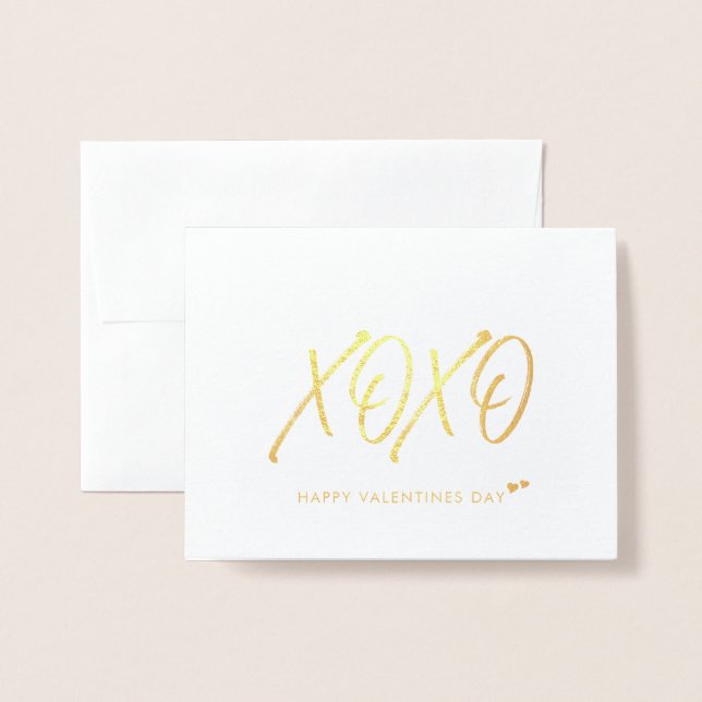 XOXO | Valentinstag-Karte des Goldenen Herzens Folienkarte (Vorderseite mit Umschlag)