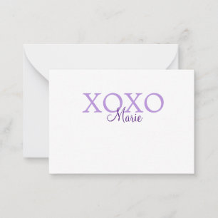 Xoxo Valentinstag Name lila Pastell minima Mitteilungskarte