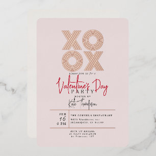XOXO Valentinstag Party Rose Gold Folieneinladung