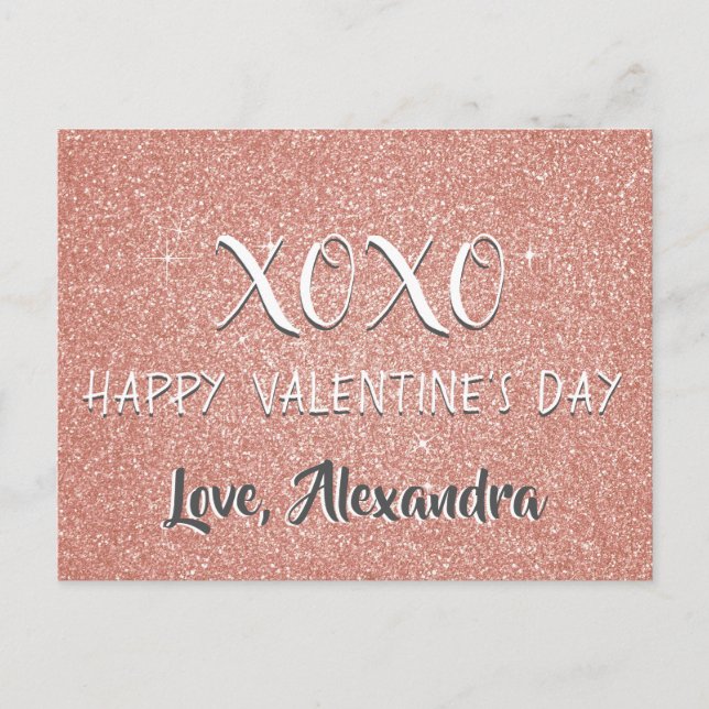 XOXO Valentinstag Rosengarten Feiertagspostkarte (Vorderseite)