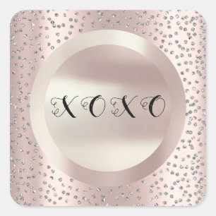 XOXO Vielen Dank an Gray Rose Pearly Confetti Gray Quadratischer Aufkleber