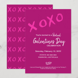XOXO Virtual Galentine's Day Pink Valentines Party Einladung