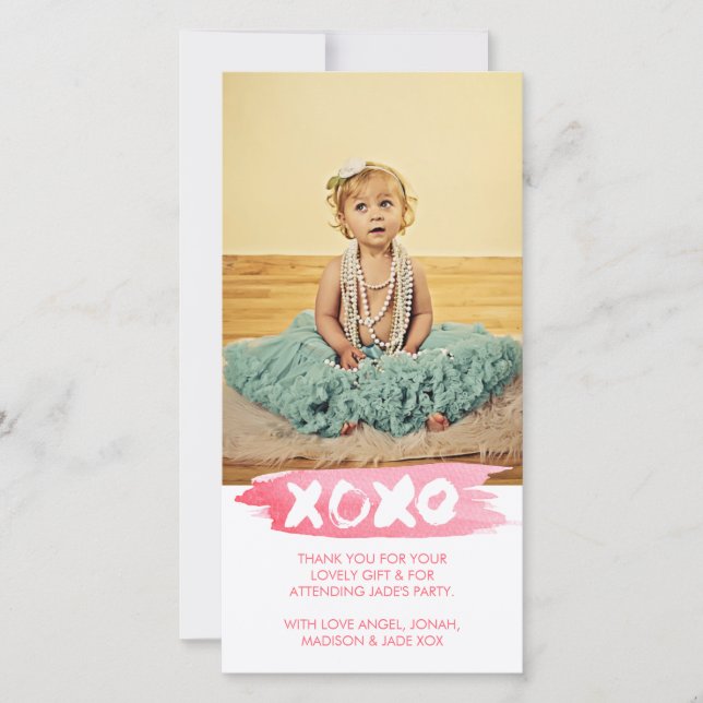XOXO Watercolor küsst Umarmungen danken Ihnen Dankeskarte (Vorderseite)