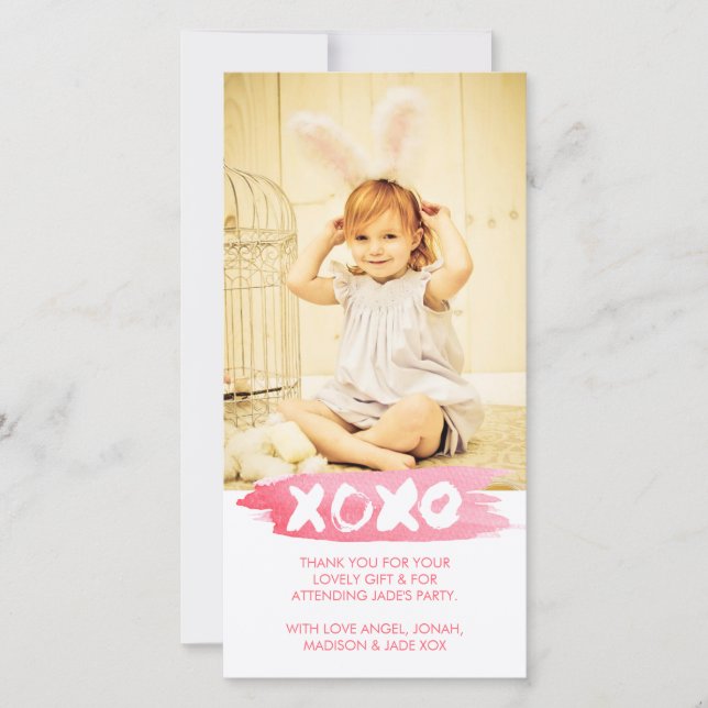 XOXO Watercolor küsst Umarmungen danken Ihnen Dankeskarte (Vorderseite)