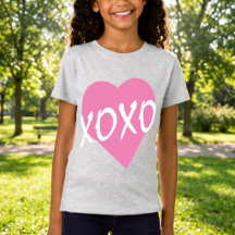 XOXO Weiße Umarmungen Küsse Rosa Herz Mädchen Grau