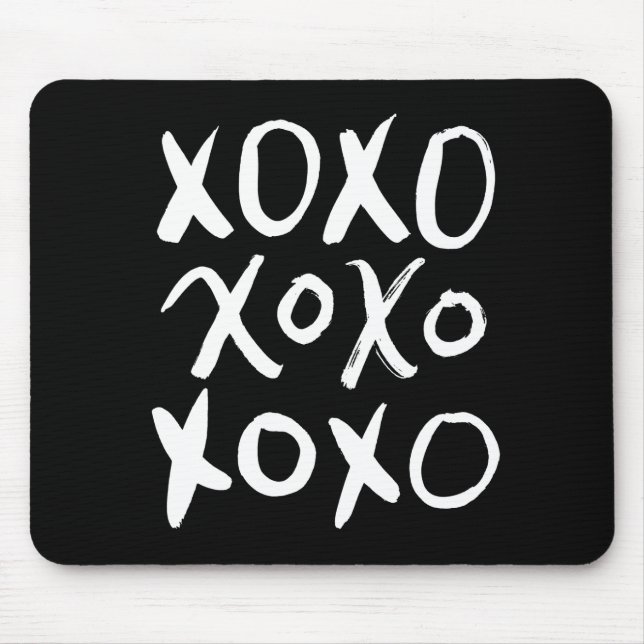 XOXO | weißes Bürsten-Skript Mousepad (Vorne)