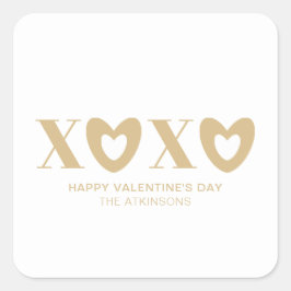 XOXO Weißgoldherzen Typografie moderne niedliche Quadratischer Aufkleber