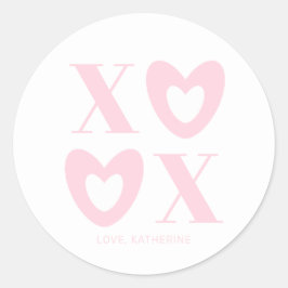 XOXO Weißrosa Herzen Moderne mädchenhafte niedlich Runder Aufkleber