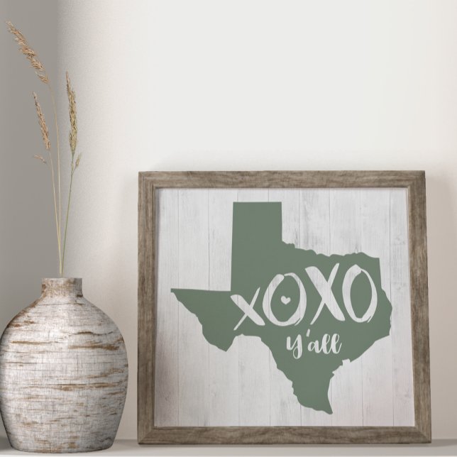XOXO, Y'all - Kakteen Green Texas Staat Form Poster (Von Creator hochgeladen)