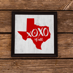 XOXO, Y'all - Red Texas Staat Shape Poster