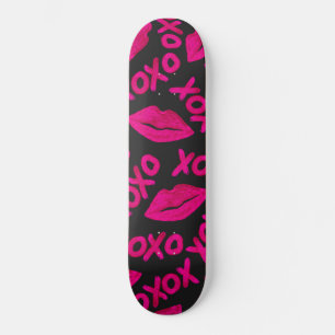 XOXO Zitat Schwarze Nebel Pink Lips Lipstick Muste Skateboard
