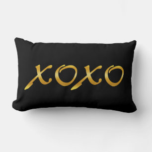 XOXOs in Gold und Schwarz Lendenkissen