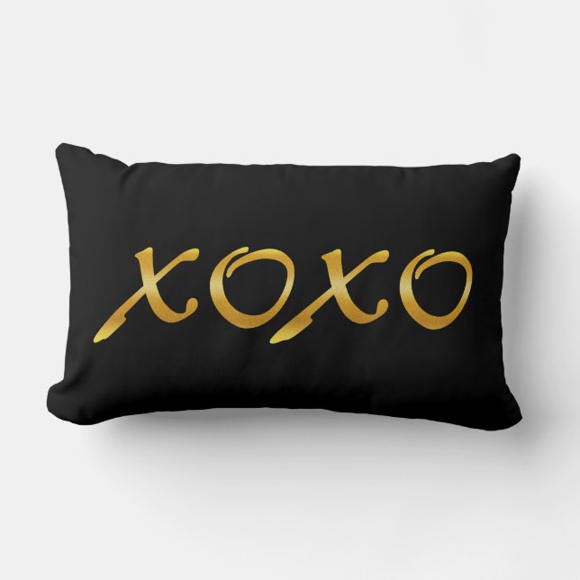 XOXOs in Gold und Schwarz Lendenkissen (Vorderseite)