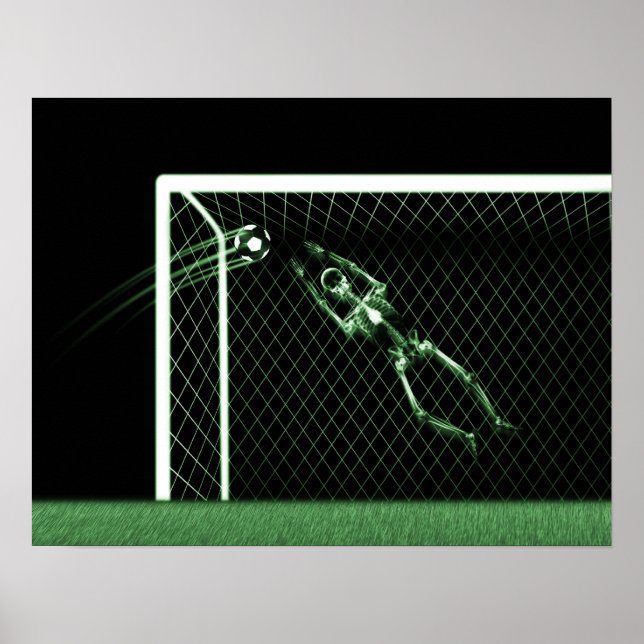 XRAY SKELETON SOCCER GOALIE GREEN POSTER (Vorne)