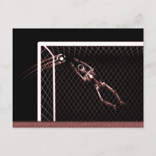 XRAY SKELETON SOCCER GOALIE RED POSTKARTE