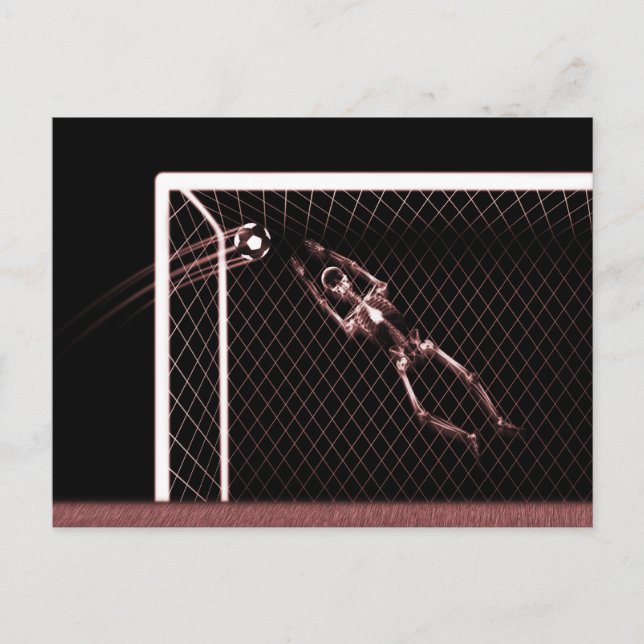 XRAY SKELETON SOCCER GOALIE RED POSTKARTE (Vorderseite)