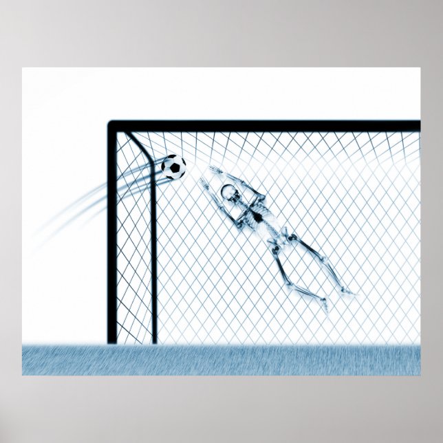 XRAY SKELETON SOCCER GOALIE, WAS BLAU POSTER (Vorne)
