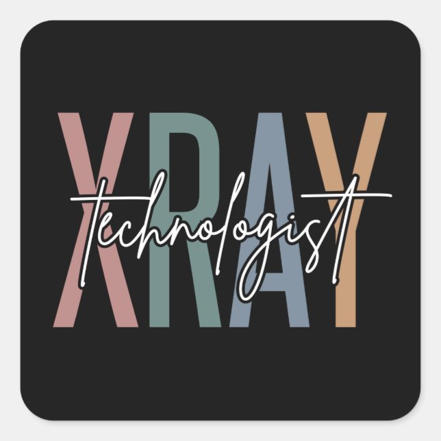 Xray Tech Röntgentechnologe Multicolored Geschenke Quadratischer Aufkleber (Vorderseite)