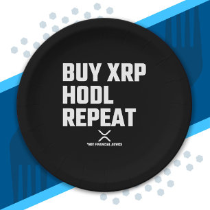 XRP Crypto Kryptowährung kaufen XRP Hodl Wiederhol Pappteller