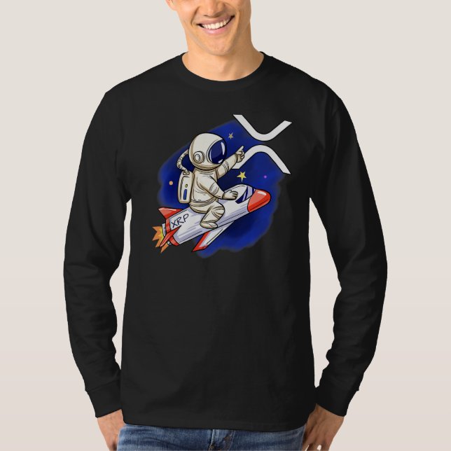 Xrp Crypto Moon Man Niedlich Rocket Cryptowährung T-Shirt (Vorderseite)