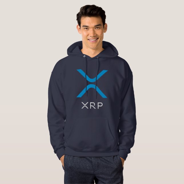 XRP Kräuselungblauer u. weißer Logo| Hoodie (Vorne ganz)