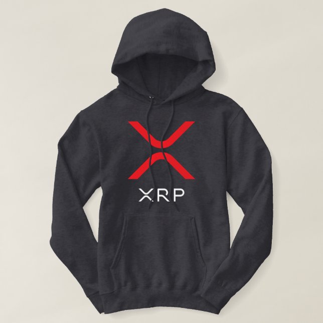 XRP Kräuselungroter u. weißer Logo| Hoodie (Design vorne)