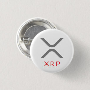 XRP Kräuselungs-grauer u. roter des Logo-  Knopf Button