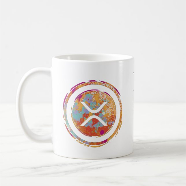 XRP Kryptowährung - XRP Wasserfarbe Kaffeetasse (Links)
