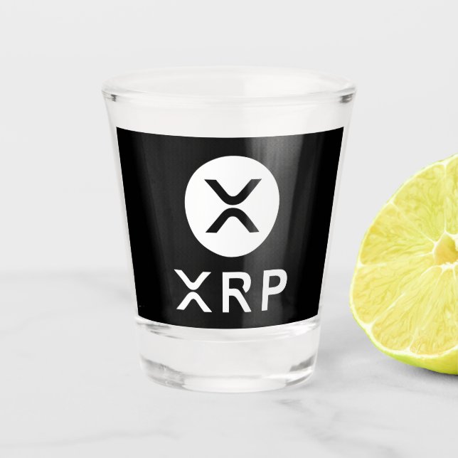 XRP Schwarz-Weiß-Krypto-Party Schnapsglas (Vorderseite)