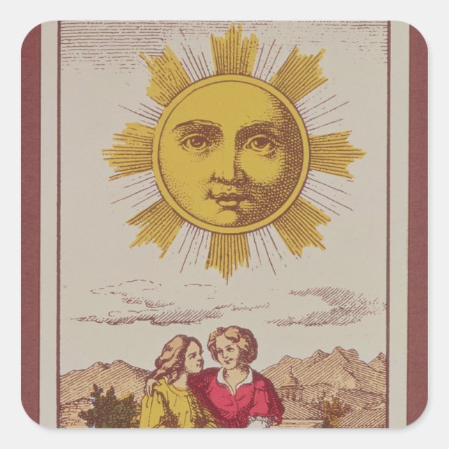 XVIIII Le Soleil, französische Tarot-Karte der Son Quadratischer Aufkleber (Vorderseite)